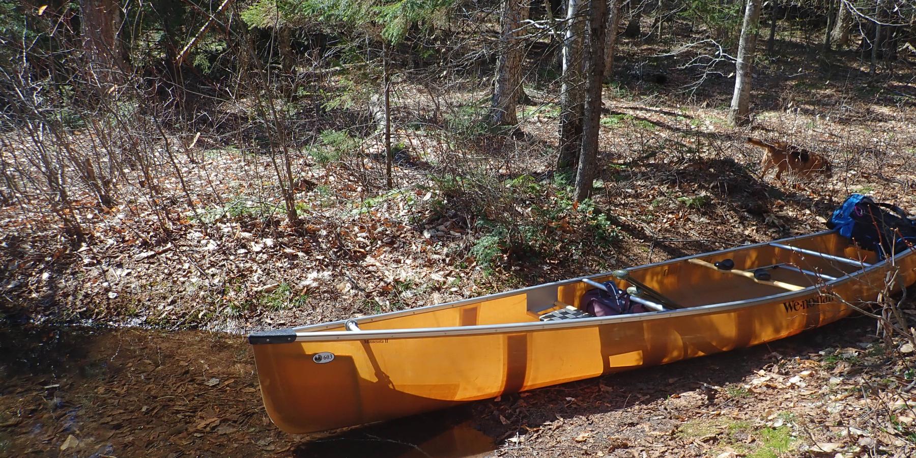 Canoe at portage to Green Pond