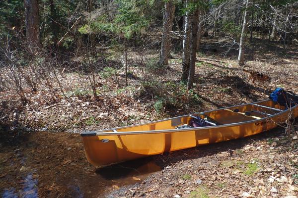 Canoe at portage to Green Pond